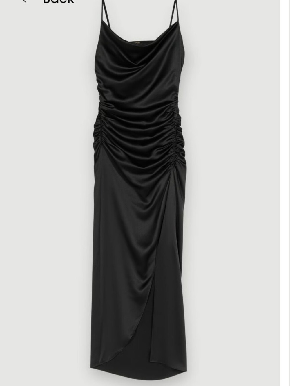 New Y2K WHIMSIGOTH Satin Cowl Neck Black Ruched Slip Dress MIDI Classy 90s